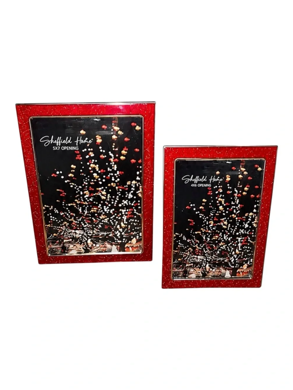 Sheffield Home Red and Gold Glitter Picture Frames, Set of 2